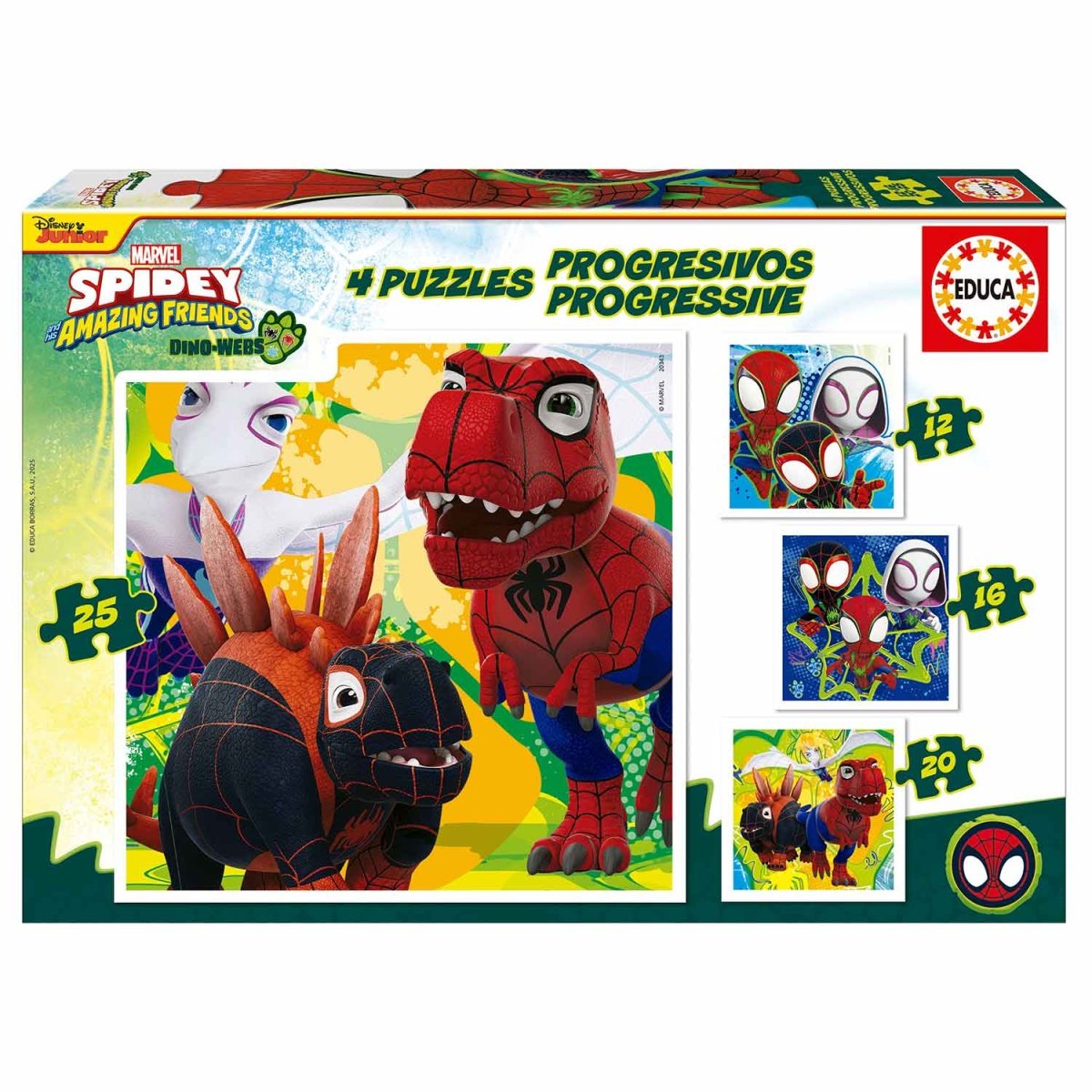 PUZZLE EDUCA 12-16-20-25 PROG. DINO SPIDEY 20343