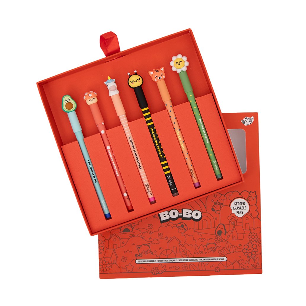 SET DE 6 ESFEROGRAFICAS APAGAVEIS BO-BO MR WONDERFUL