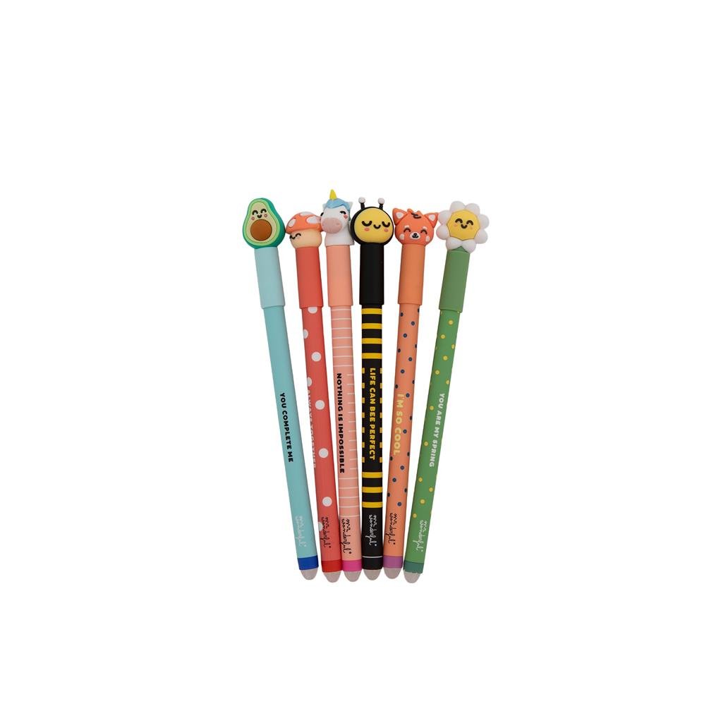 SET DE 6 ESFEROGRAFICAS APAGAVEIS BO-BO MR WONDERFUL