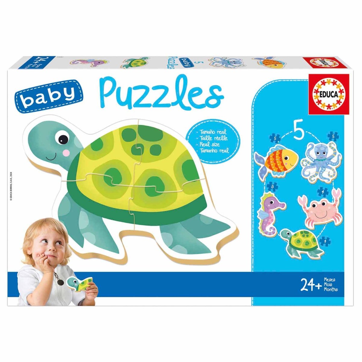 PUZZLE EDUCA BABY 5X3-5 PECAS ANIMAIS AQUATICOS