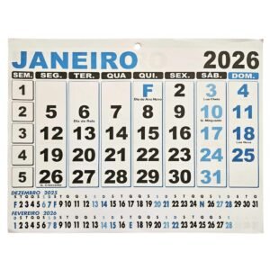 CALENDARIO DE PAREDE 2026 PAPIRO 320X245MM 12 FLS