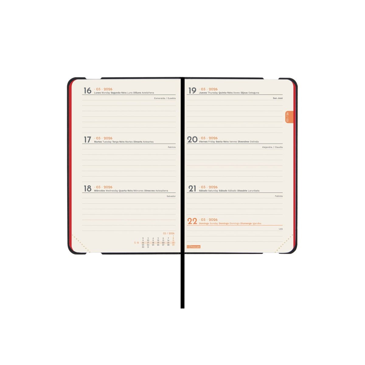 AGENDA SEMANAL A7 2026 FINOCAM LISA VERMELHA F2