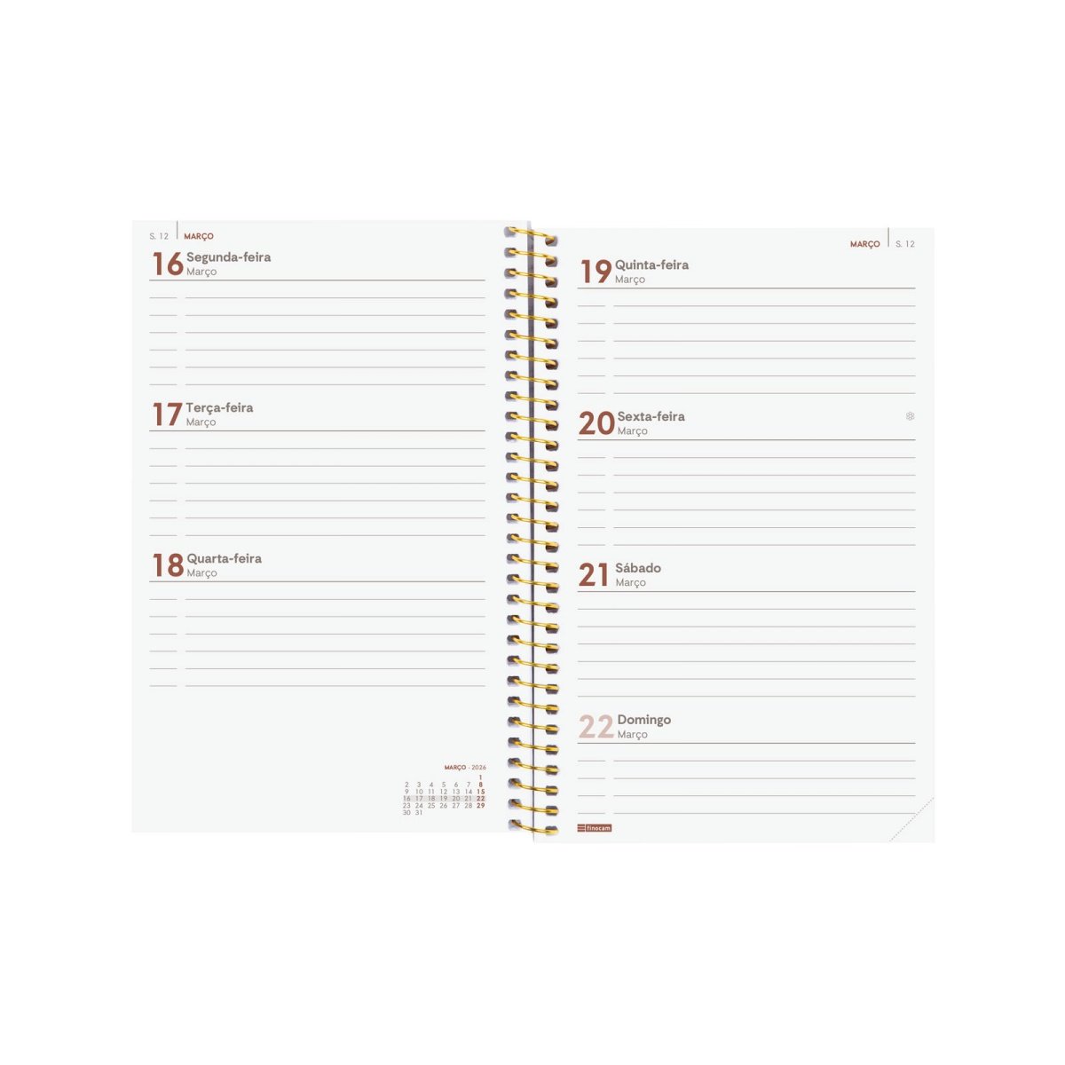 AGENDA SEMANAL A6 2026 ESPIRAL FINOCAM BETA FLORA