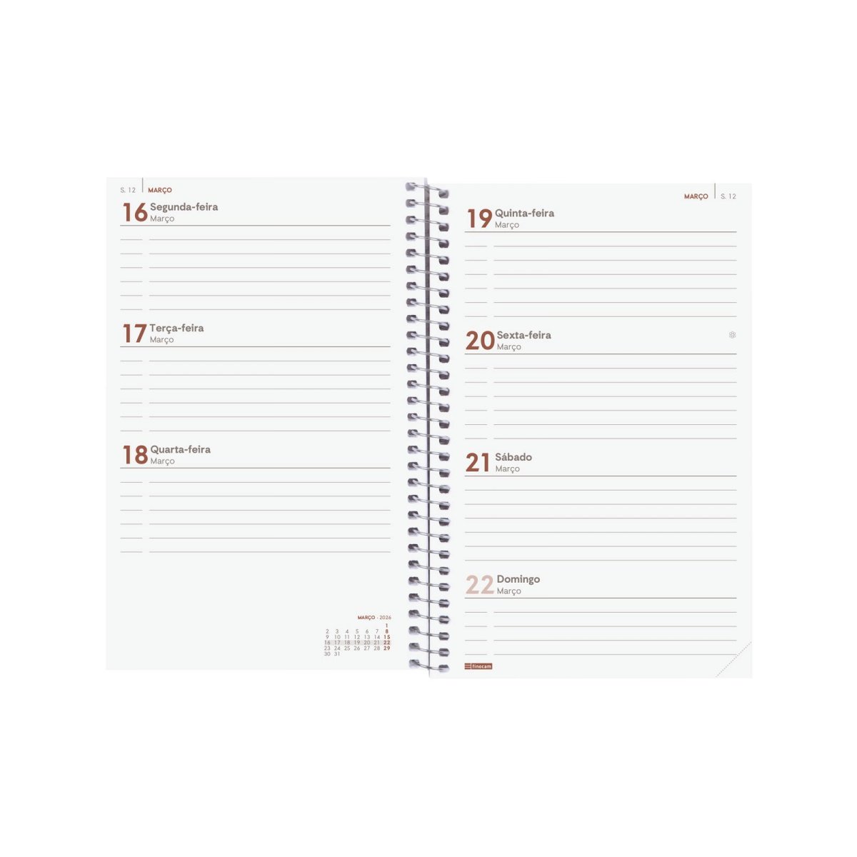 AGENDA SEMANAL A6 ESPIRAL FINOCAM IMPOSSIVEL